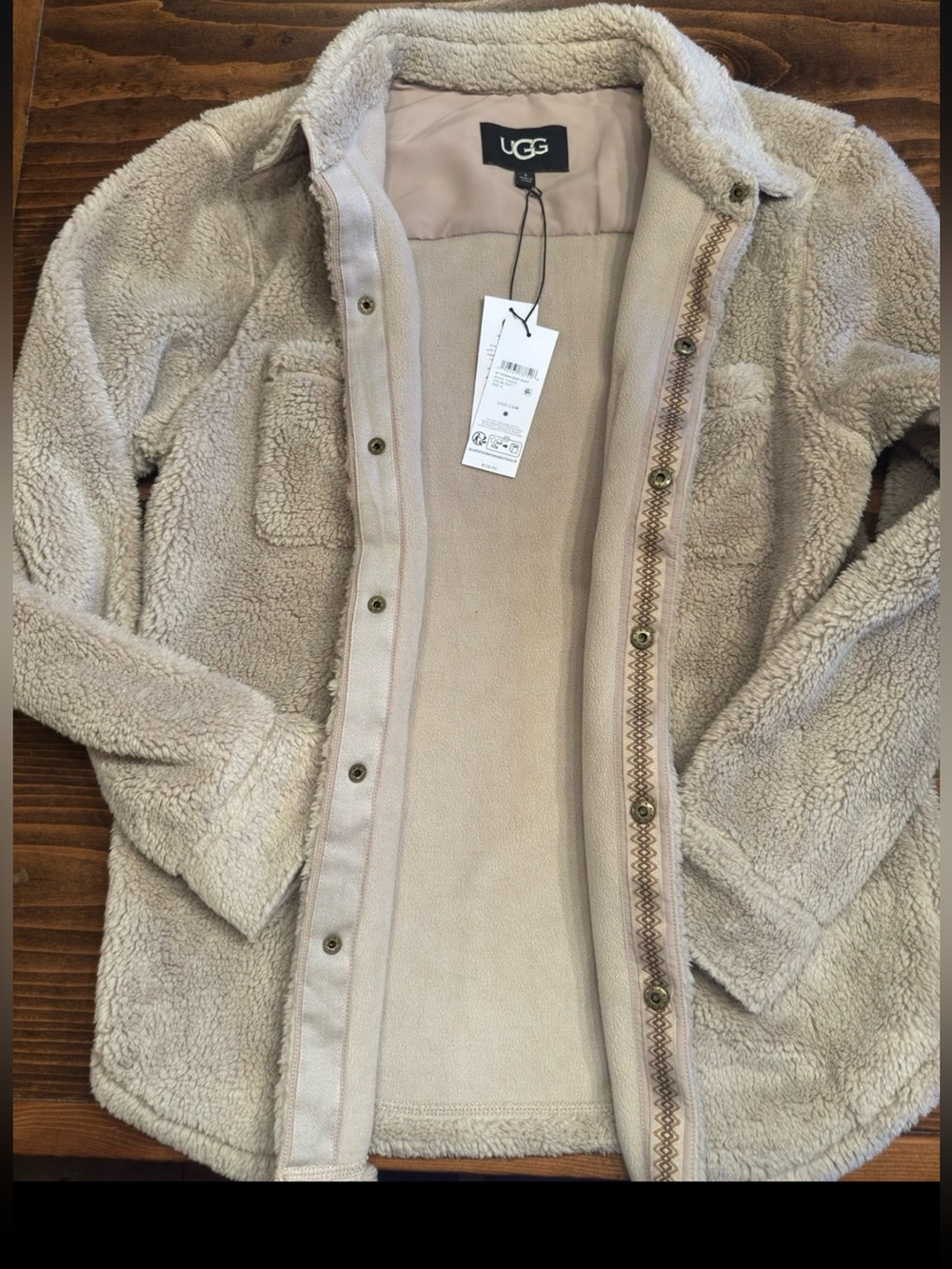 UGG Plush Teddy Shacket in Taupe